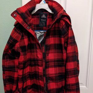 XS Columbia Omni Heat Red/Black Plaid Jacket